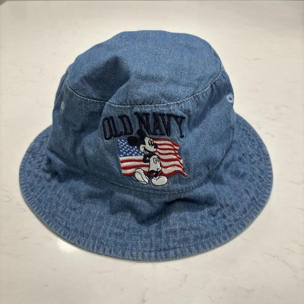 Old Navy X Disney Mickey Mouse Denim Bucket Hat Y2K Retro Disneyland One SZ USA
